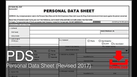 pds revised 2017 excel download